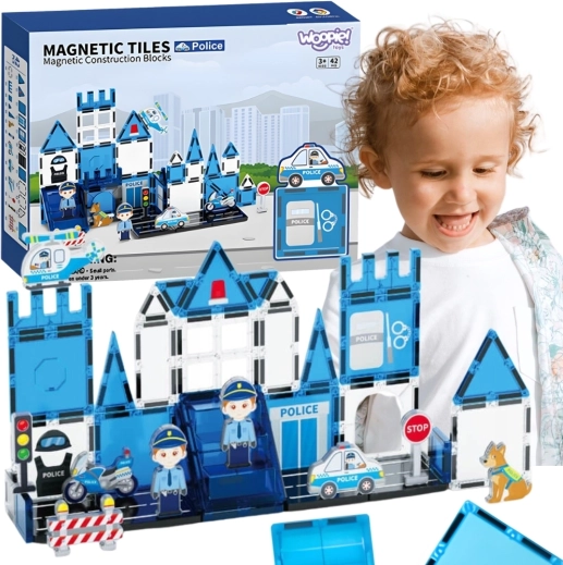 Woopie magnetische bouwset 3D – politiebureau, 42 delen