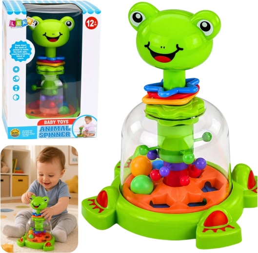 Interactieve kikker-spinner met wervelende balletjes voor baby’s