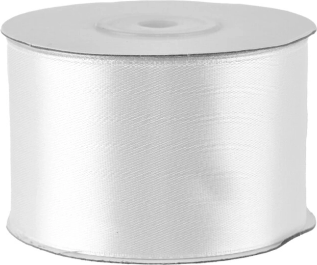 Satijnen lint wit 50 mm, 25 m