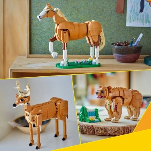 Drie dierenmodellen uit één bouwset