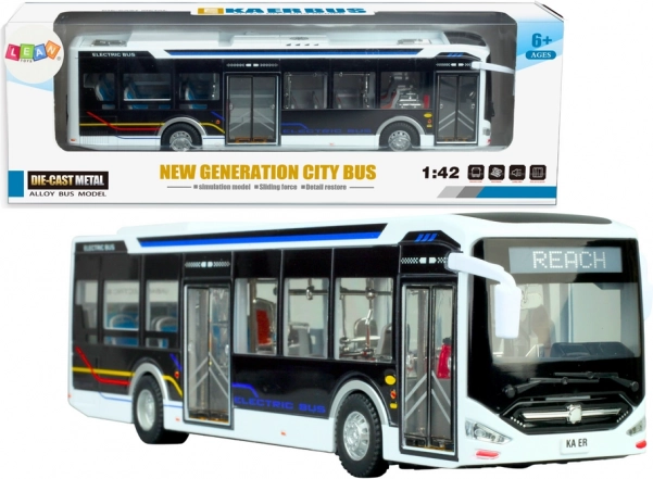 Elektrische stadsbus 1:42 metalen wit met lichten