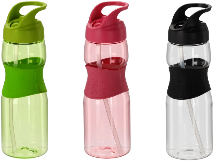 Waterfles met rietje 730 ml – mix kleuren