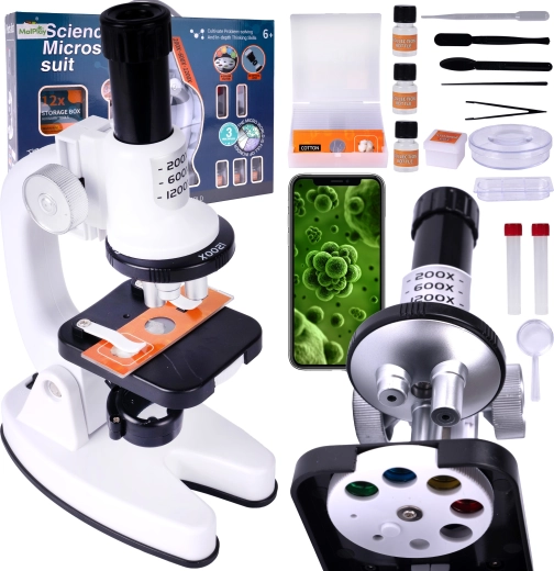 Digitale microscoop led1200 – wetenschappelijke kinderset met accessoires