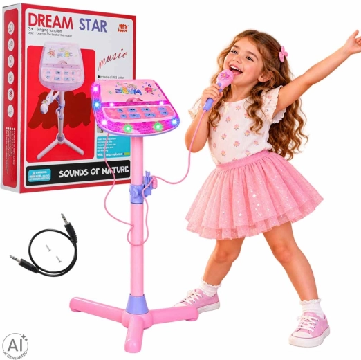 Kinderkaraokemicrofoon met standaard en MP3-speler
