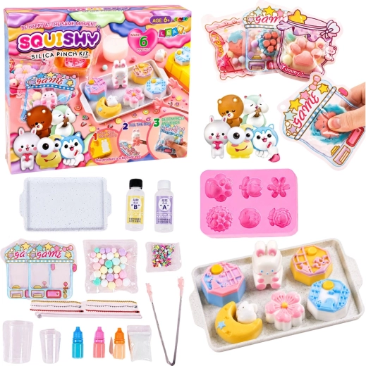 Creatieve set voor het maken van DIY squishy figuurtjes – konijntjes & desserts