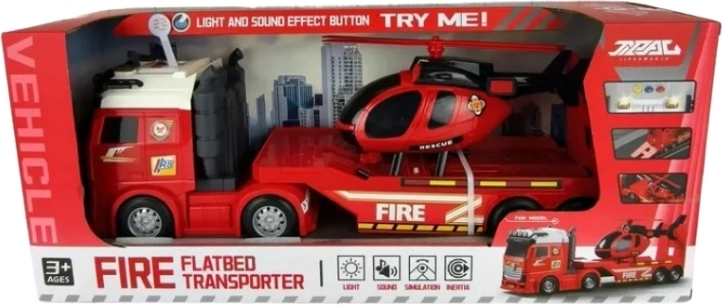 Kinderbrandweerset – vrachtwagen met kraan en helikopter