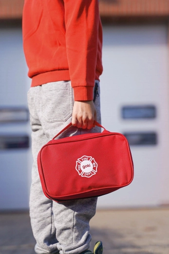 Brandweer-noodtas met houten accessoires