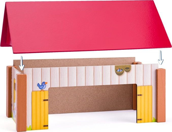 Drie gebouwen met afneembare daken