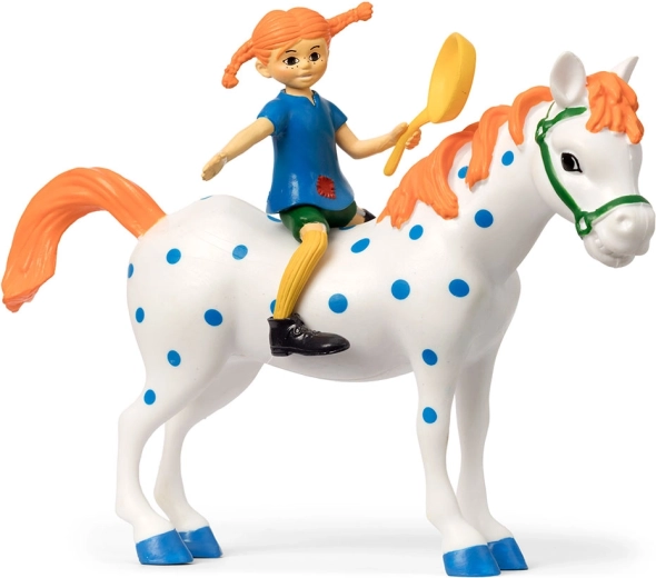 Pippi Langkous-figuur met paard Alfonso en koekenpan
