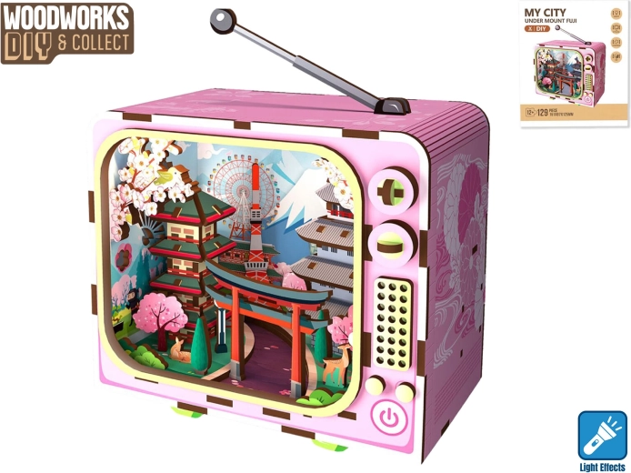 Houten bouwset Woodworks Mount Fuji met verlichting, 129 onderdelen