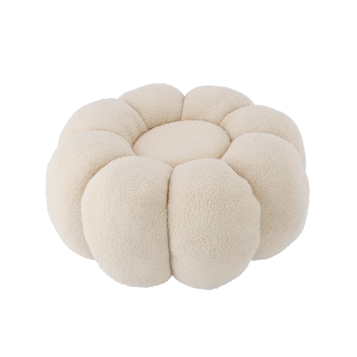 Poef bloem 65 × 30 cm beige