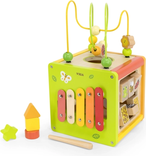 Viga educatieve kubus 5-in-1 met doolhof en xylofoon