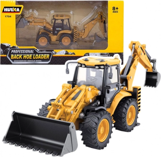 Metalen telescopische lader Huina geel 1:50