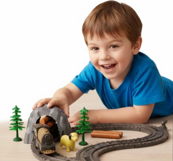 Elektrische locomotief met verlichting