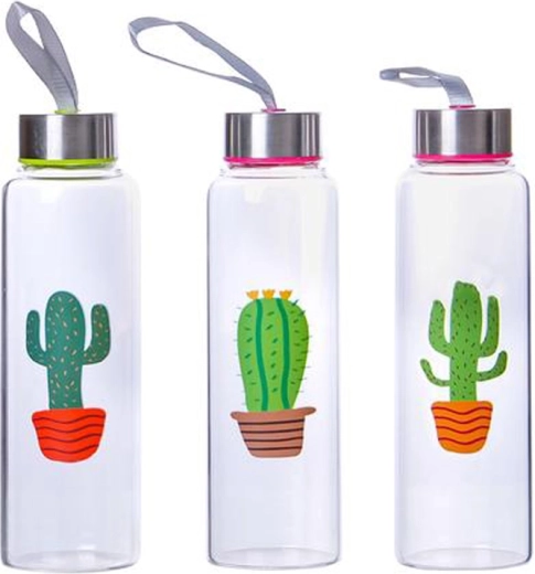 Glazen fles met dop 390 ml Cactus