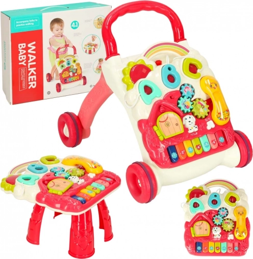 Interactieve loopwagen en educatieve tafel 4-in-1 Bibi-inn – Roze