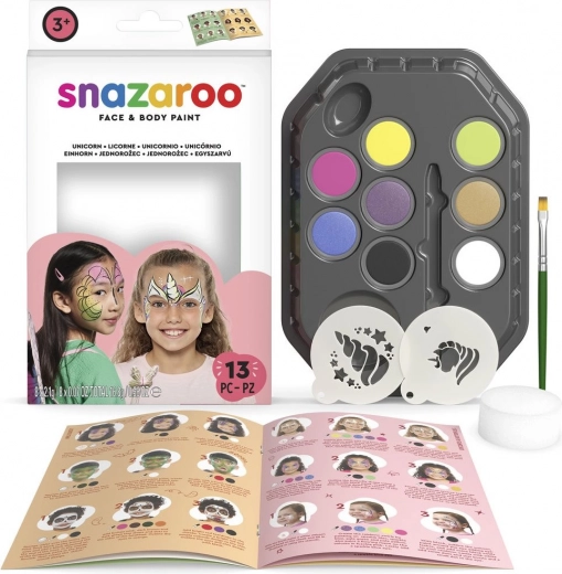 Set van Snazaroo kleuren voor gezicht en lichaam met sjablonen Eenhoorns en Vlinders