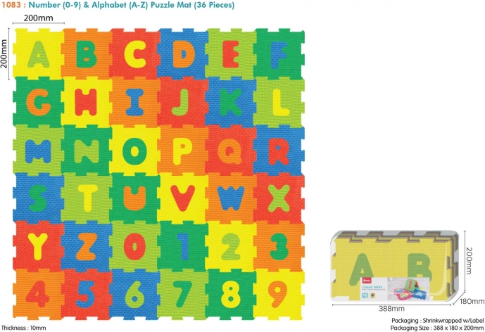 Schuimvloer-puzzel 36 stuks met cijfers en letters van EVA voor kinderen 10m+