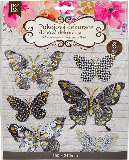Muurstickers met 3D vlindereffect, 6 stuks