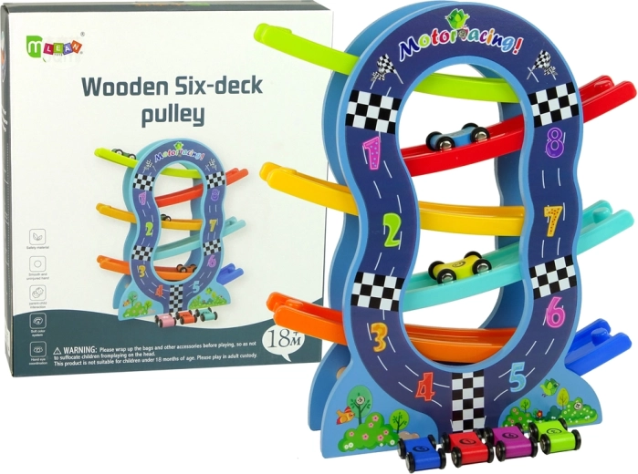 Houten racebaan met 6 niveaus