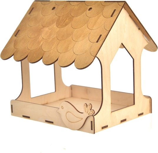 Houten vogelvoederhuisje om te beschilderen 20 × 20 cm