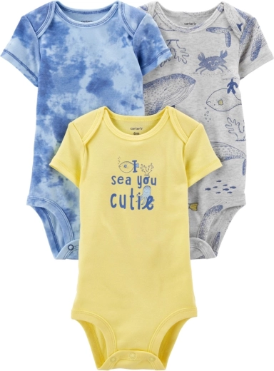 Carter's babyromper met korte mouwen Blue Ocean, 3 stuks, voor jongens (3 maanden)