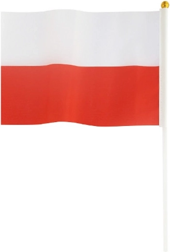 Poolse vlag aan een stokje 14 × 21 cm - 1 stuk