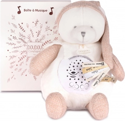 Doudou et Compagnie muzikaal nachtlampje met sterrenprojectie – roze beertje