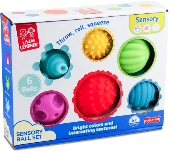 Sensorische ballen met verschillende texturen en kleuren – set van 6 stuks