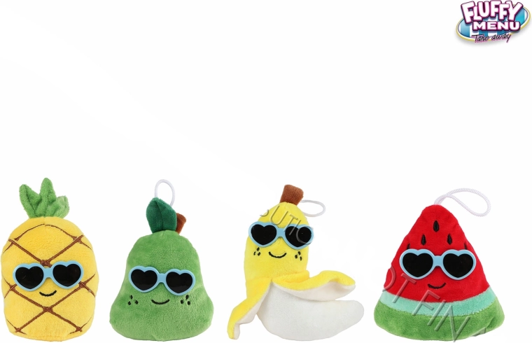 Fluffy Menu pluche fruit met bril (mix van 4 varianten) 12 stuks