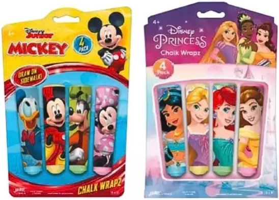 John Disney stoepkrijt, 4 kleuren, mix van motieven - 1 stuk