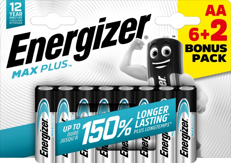 Energizer Max Plus AA alkaline batterijen 6+2 stuks