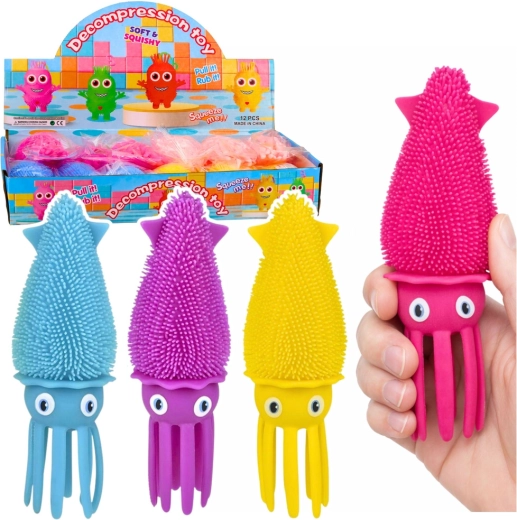 Lichtgevende sensorische knijpsquid met LED, mix van kleuren