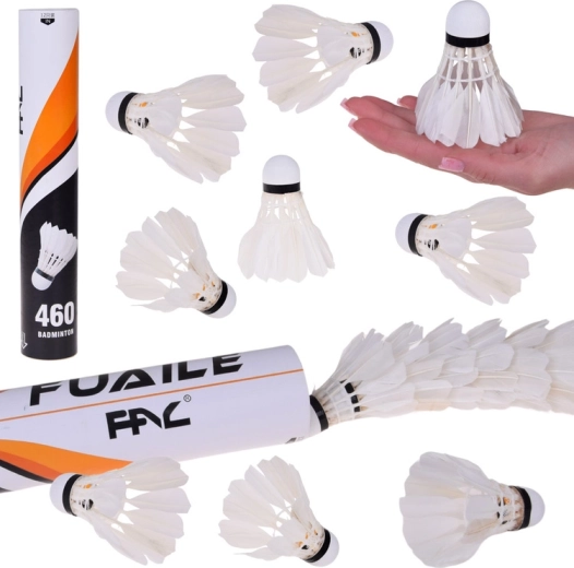 Badmintonshuttles van natuurlijke veren 12 stuks in koker