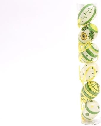Decoratieve paaseitjes „Vrolijk Pasen“ 6 cm (set van 6 stuks)