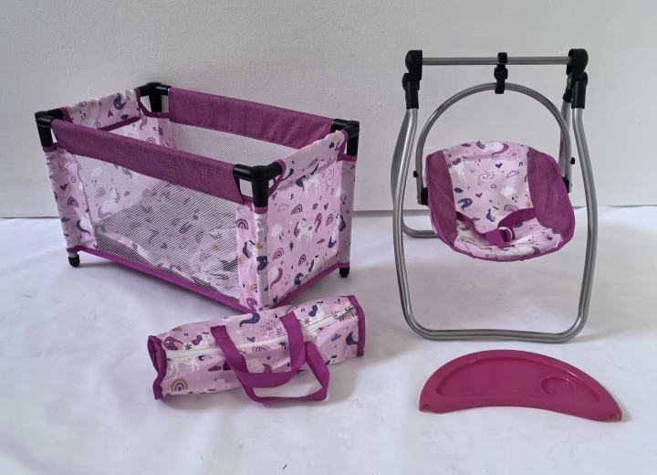 Poppenaccessoireset Unicorns – reisbedje en stoeltje 2-in-1