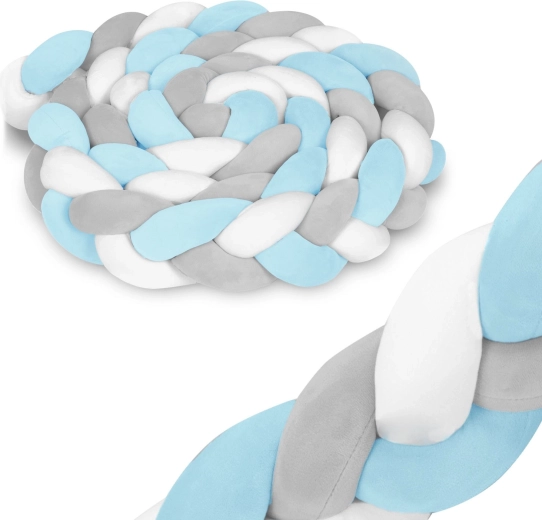 Ricokids gebreid beschermingsnestje voor ledikant blauw-grijs 3 m