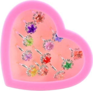 Kinder-verstelbare ringen met glittersteen (12 stuks)