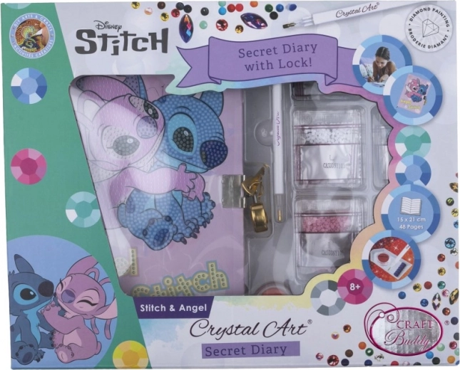 Crystal Art vergrendelbaar notitieblok Stitch en Angel A5