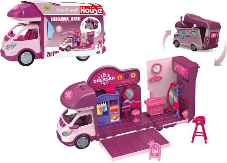 Woonwagen voor poppen met accessoires