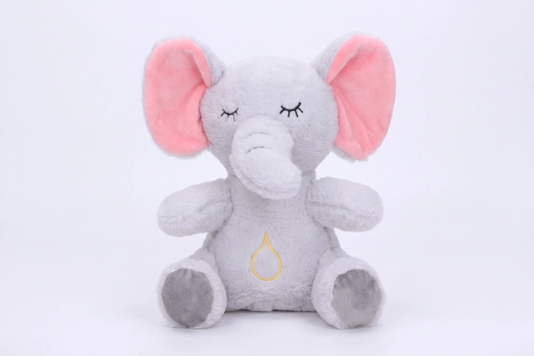 Knuffelolifant die ademt met licht- en geluidseffecten, 30 cm
