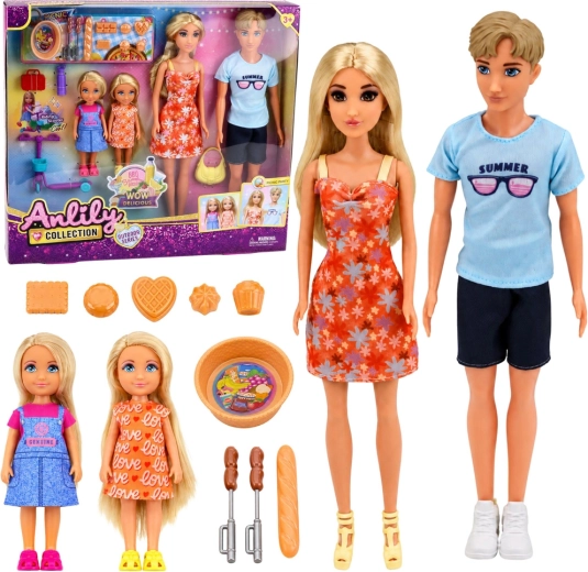 Anlily poppenset familie met picknickaccessoires