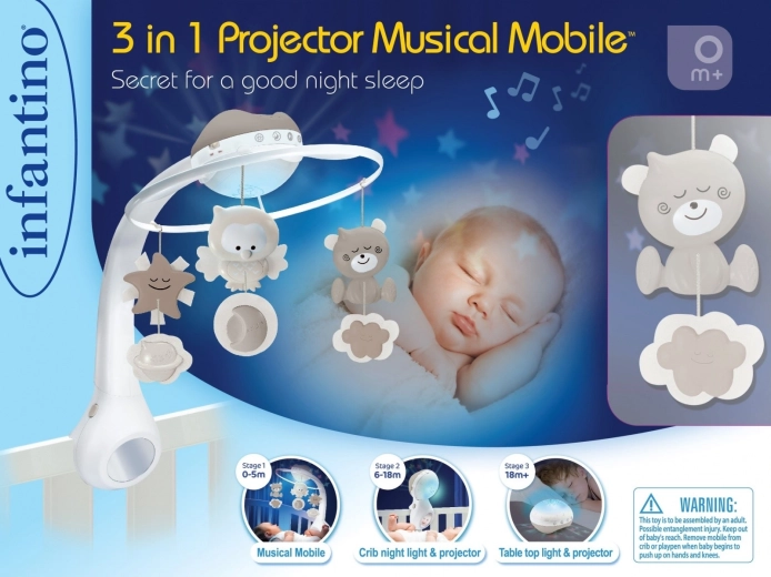 Muzikale mobiel 3-in-1 Infantino – beige
