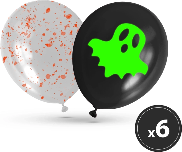 Set fosforescerende Halloweenballonnen, 6 stuks