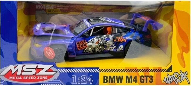 MSZ BMW M4 GT3 paars verzamelmodel van een auto