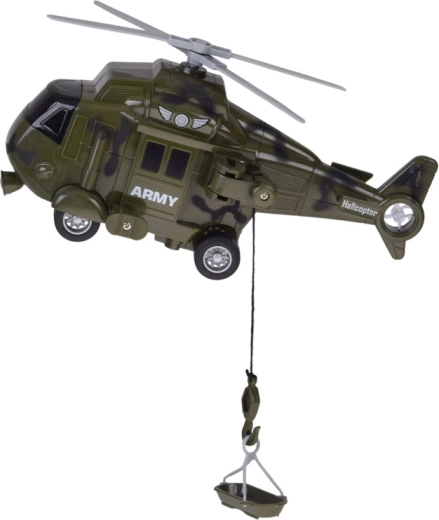 Helikopter met rotor en reddingslier