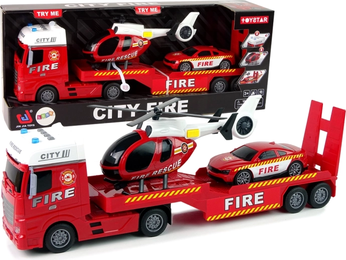 Brandweerset Truck Truck Helicopter Geluid licht Rood