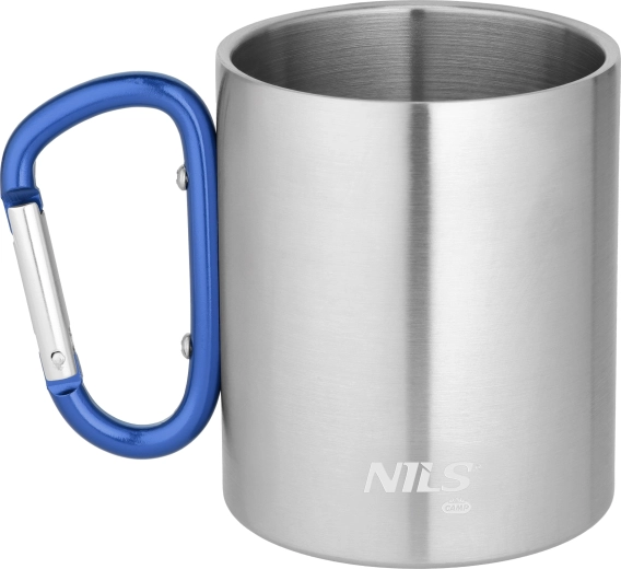 Nils Camp kampeermok met karabijnhaak 300 ml blauw