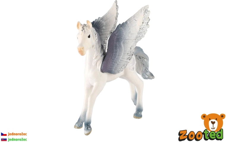 Gevleugelde eenhoorn veulen wit-grijs 11 cm - 1 stuk