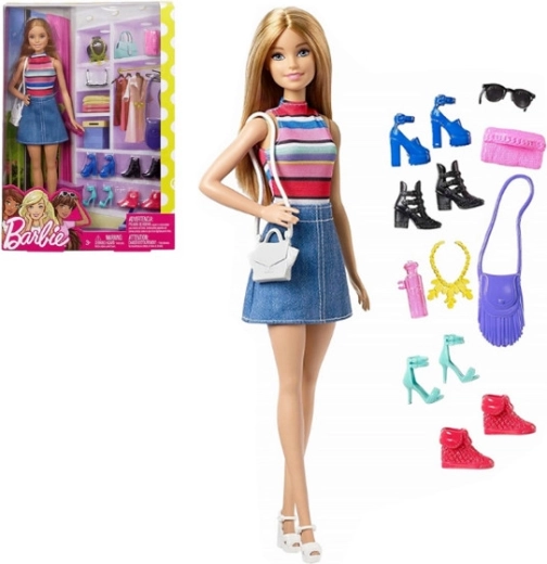 Barbie pop met schoenen en kledingkast